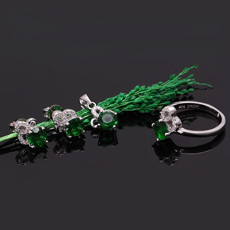 Bộ trang sức bạc Emerald Luxury