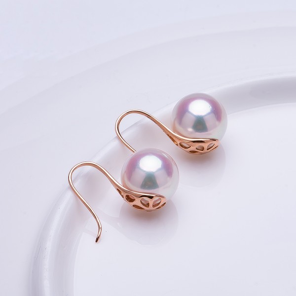 Bông tai vàng 18k ngọc trai biển Akoya 7-8,5mm Lie