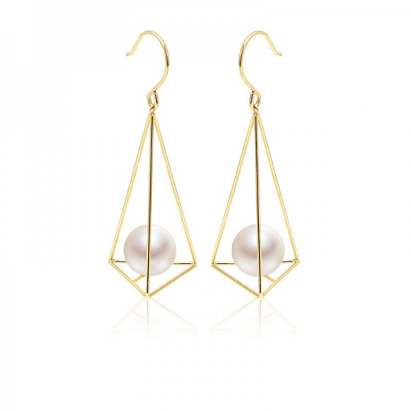 Bông tai vàng 18k ngọc trai thật 7-7.5mm Saori