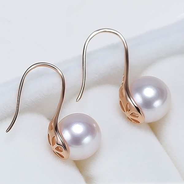 Bông tai vàng 18k ngọc trai biển Akoya 7-8,5mm Lie