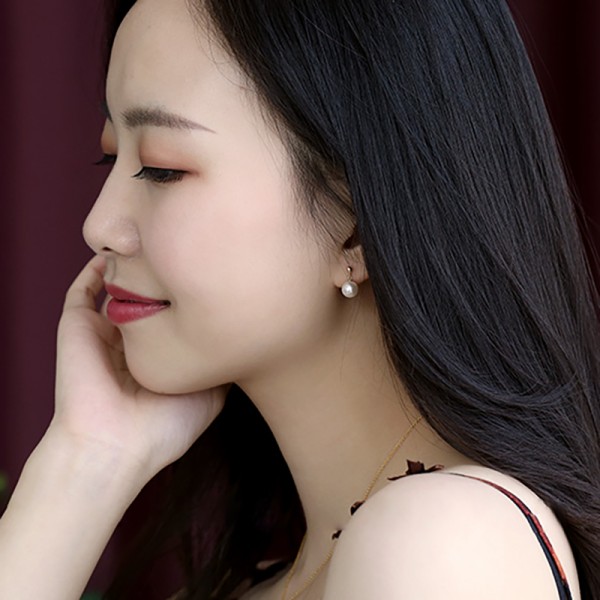 Bông tai vàng 18k ngọc trai Akoya 6-8,5mm Tulipy