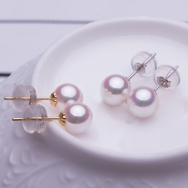 Bông tai vàng 18k ngọc trai thật 7,5-10mm Lio