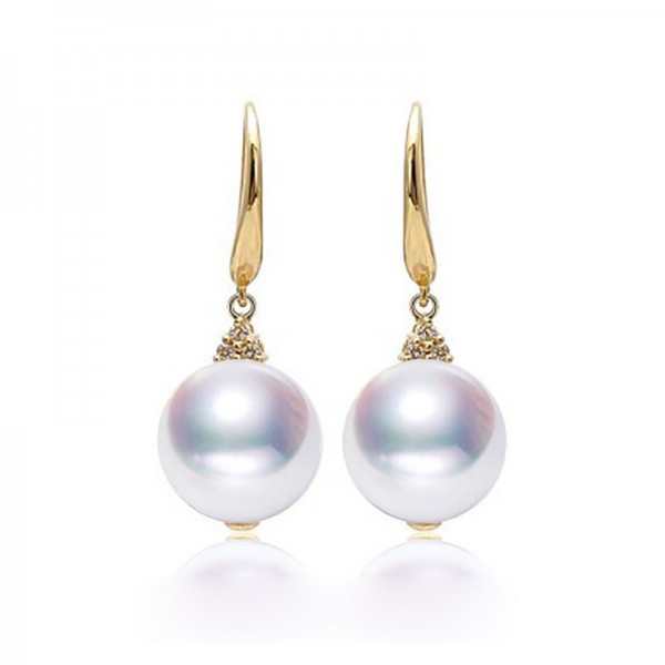 Bông tai vàng 18K ngọc trai Akoya Nid 8.5-9mm