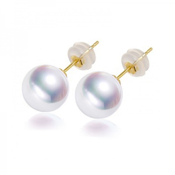 Bông tai vàng 18k ngọc trai thật 7,5-10mm Lio