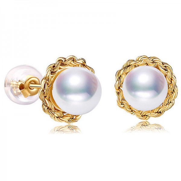 Bông tai vàng 18k ngọc trai biển Akoya 7-7.5mm Mon