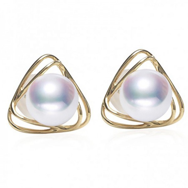 Bông tai vàng 18k ngọc trai biển Akoya 6-6.5mm Tes