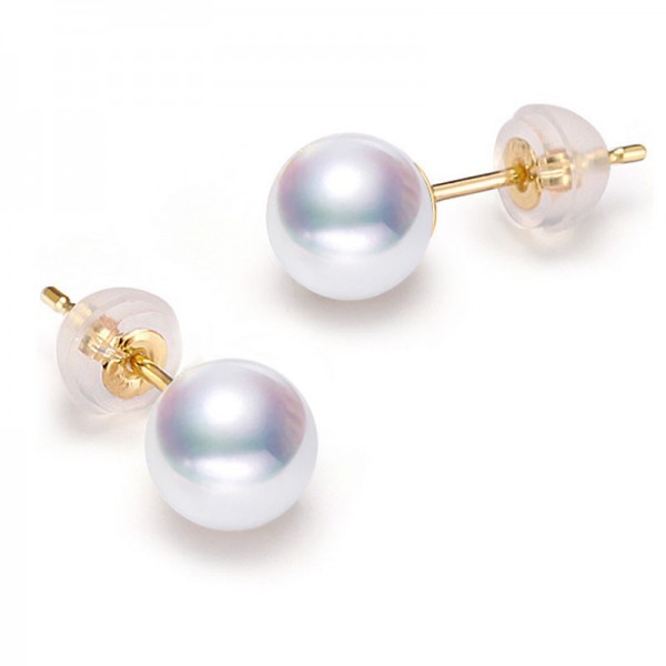 Bông tai vàng 18k ngọc trai biển Akoya8-9.5mm Kie
