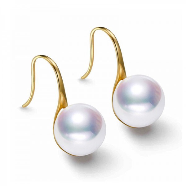 Bông tai vàng 18k ngọc trai biển Akoya 7-8,5mm Lie