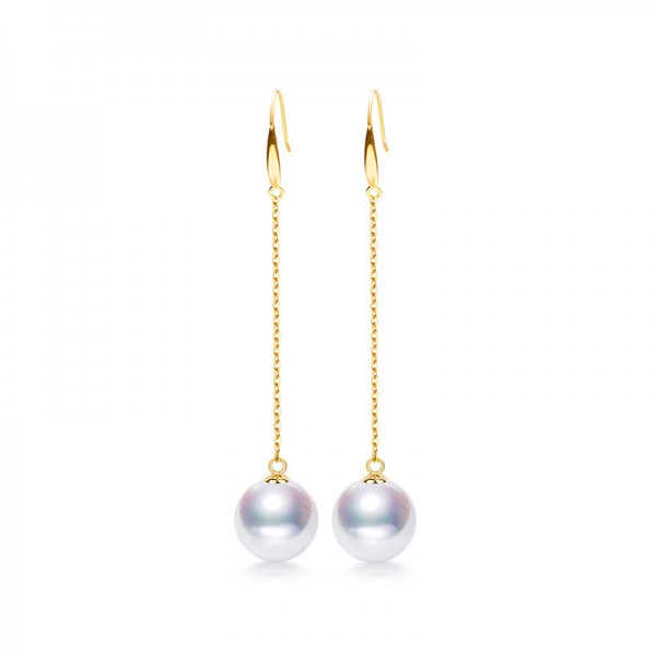 Bông tai vàng 18k ngọc trai biển Akoya 8-9mm