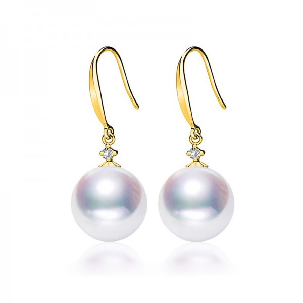 Bông tai vàng 18k ngọc trai biển Akoya 10-10.5mm Tae