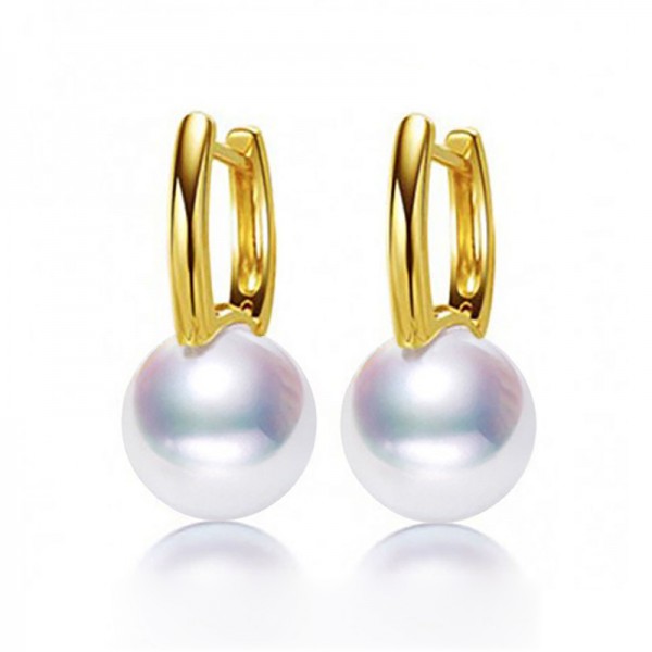 Bông tai vàng 18k ngọc trai biển Akoya 7,5-10mm Daisy