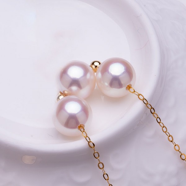 Dây chuyền vàng 18k ngọc trai Akoya 7,5-8mm Sunflower