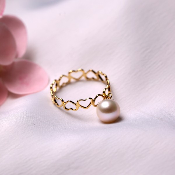 Nhẫn vàng 18k ngọc trai thật 7-8mm 