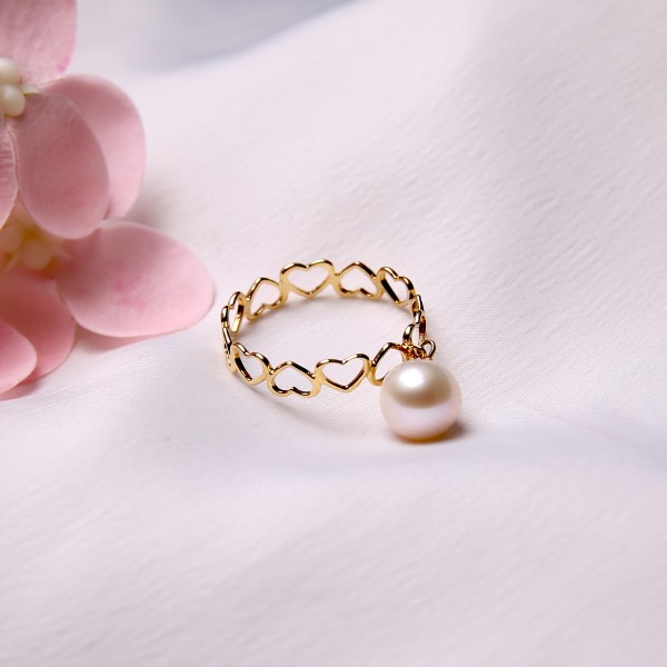 Nhẫn vàng 18k ngọc trai thật 7-8mm 