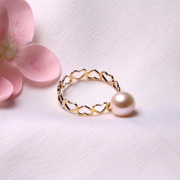 Nhẫn vàng 18k ngọc trai thật 7-8mm 