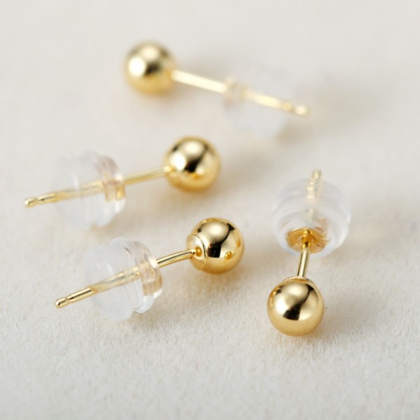 Bông tai nụ vàng 18k Camellia 4mm