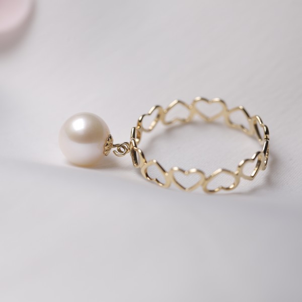 Nhẫn vàng 18k ngọc trai thật 7-8mm 