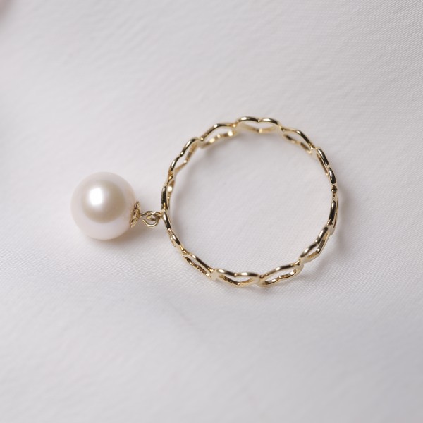 Nhẫn vàng 18k ngọc trai thật 7-8mm 