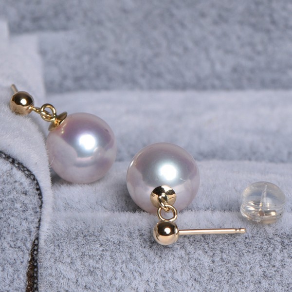 Bông tai vàng 18k ngọc trai Akoya 6-8,5mm Tulipy