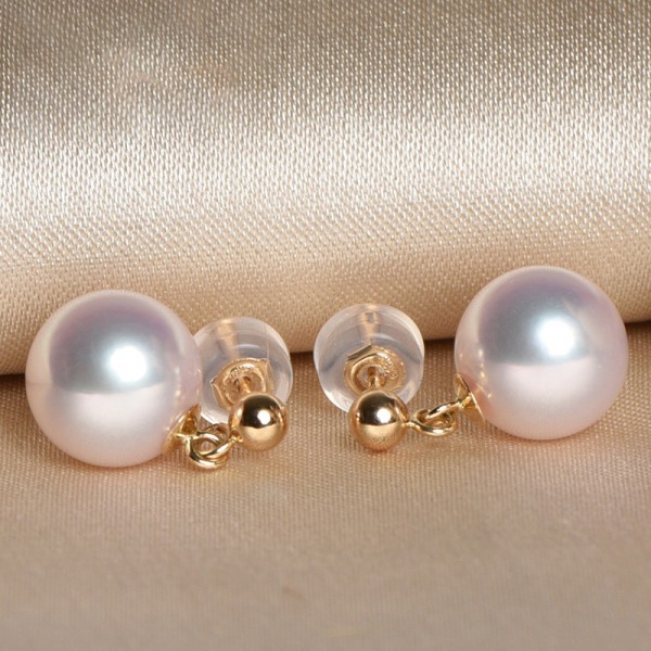 Bông tai vàng 18k ngọc trai Akoya 6-8,5mm Tulipy