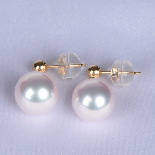 Bông tai vàng 18k ngọc trai Akoya 6-8,5mm Tulipy