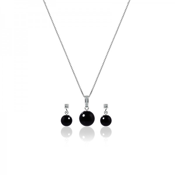 Bộ trang sức bạc Black Pearl 1