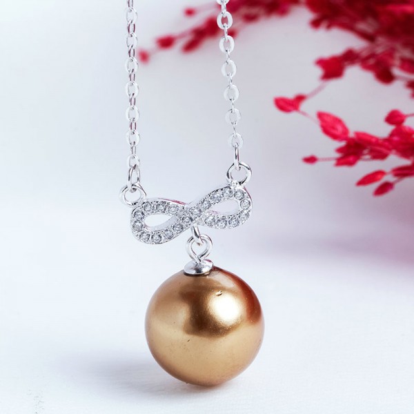 Bộ trang sức bạc Brown and White Pearl 3