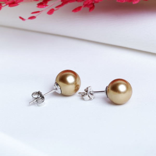 Bộ trang sức bạc Brown and White Pearl 4