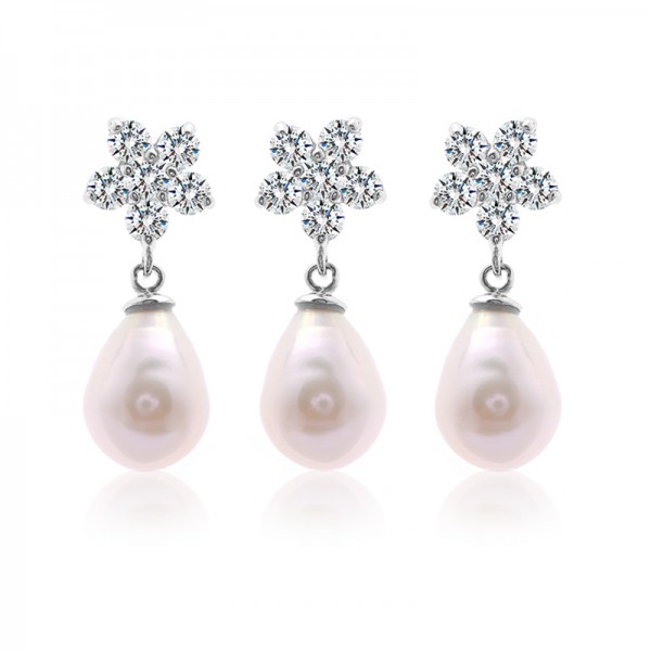Bộ trang sức bạc Ely Flower Pearl 1
