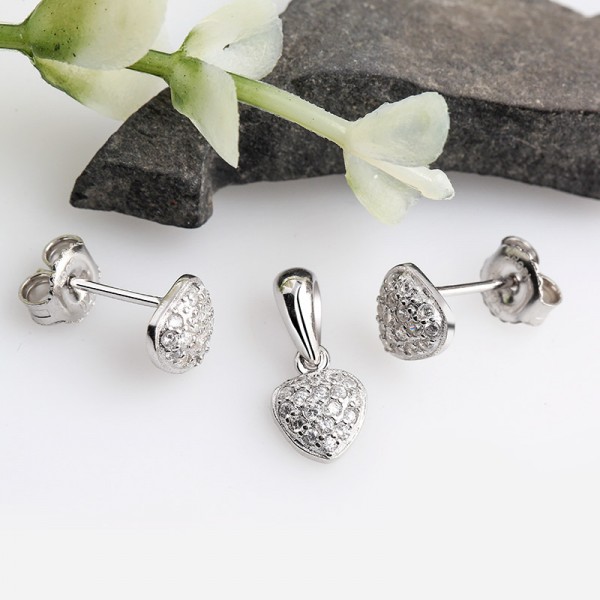 Bộ trang sức bạc Gem Heart 2