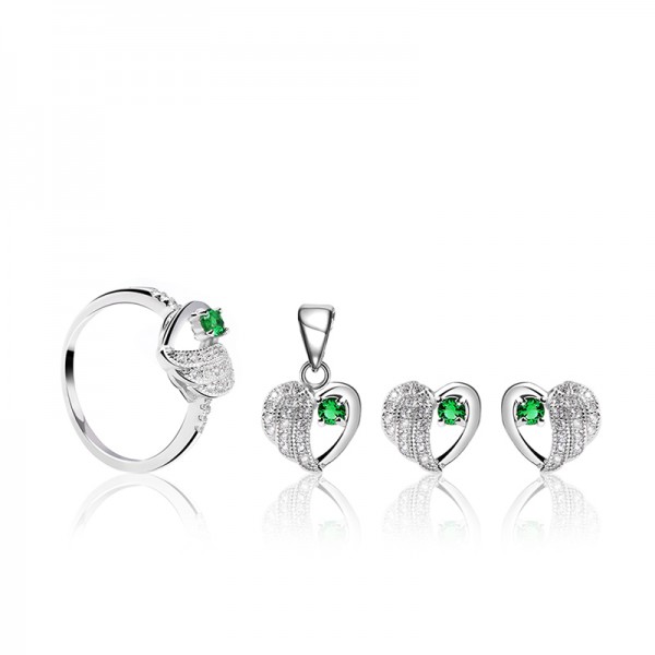 Bộ trang sức bạc Green Heart 1