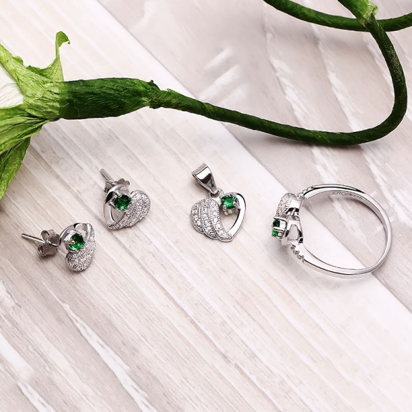 Bộ trang sức bạc Green Heart 2