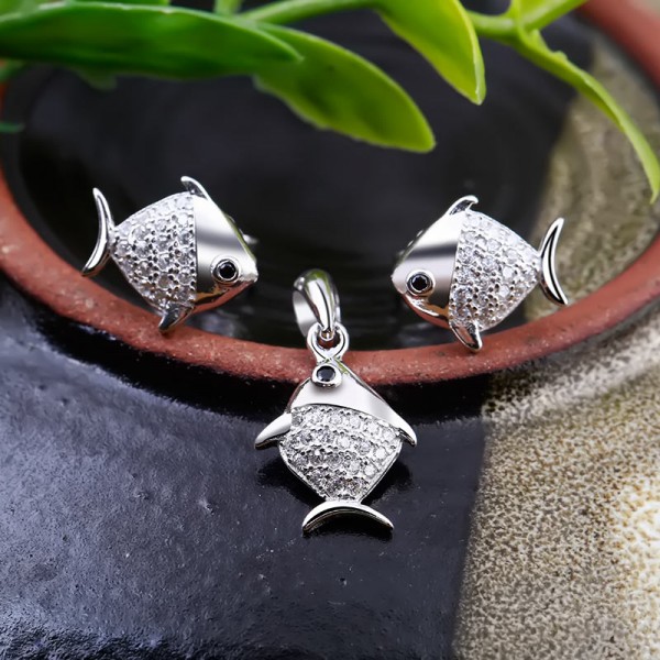 Bộ trang sức bạc Hemi Fish 2