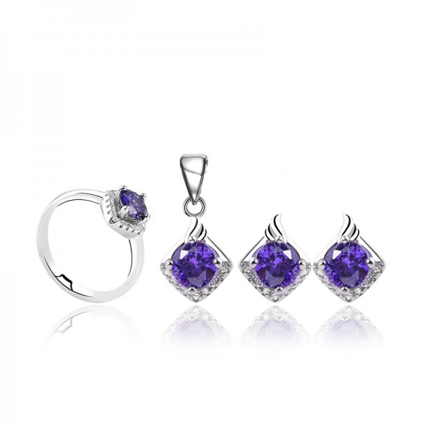 Bộ trang sức bạc Purple Love 1
