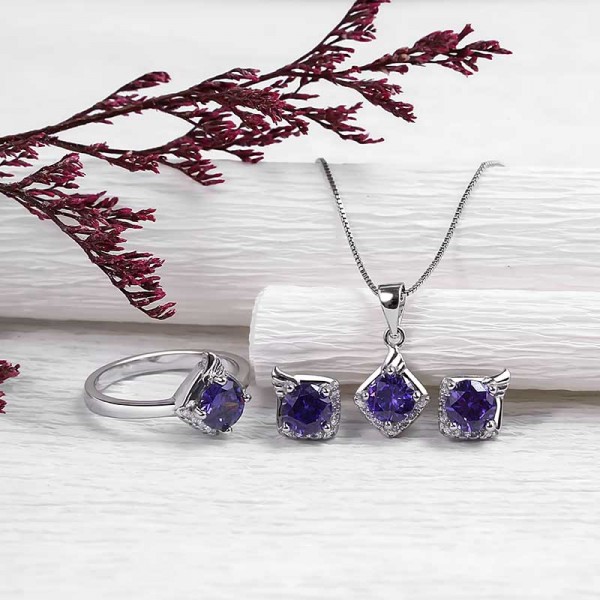Bộ trang sức bạc Purple Love 2
