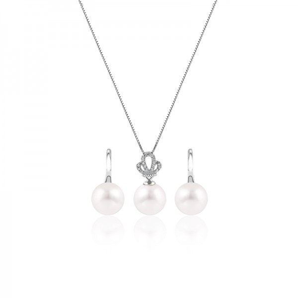 Bộ trang sức bạc Queen Pearl 1