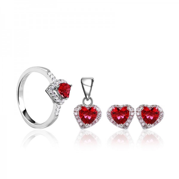 Bộ trang sức bạc Ruby Heart 1