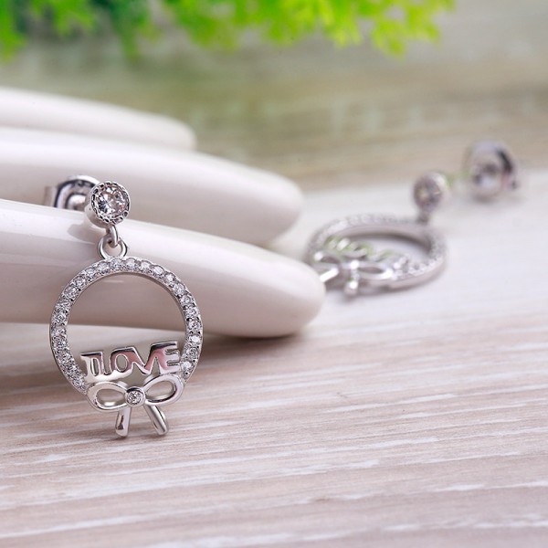 Bông tai bạc Love Bow 2