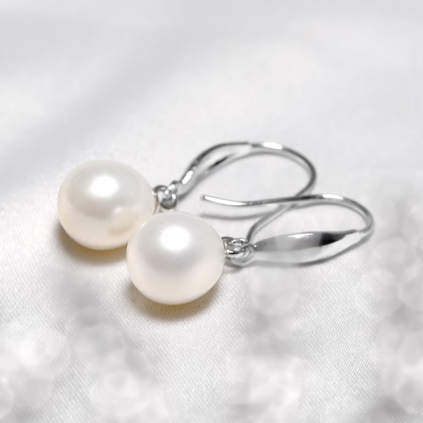 Bông tai bạc ngọc trai thật Reto 8-9mm 