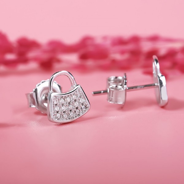 Bông tai bạc Security Locks 3