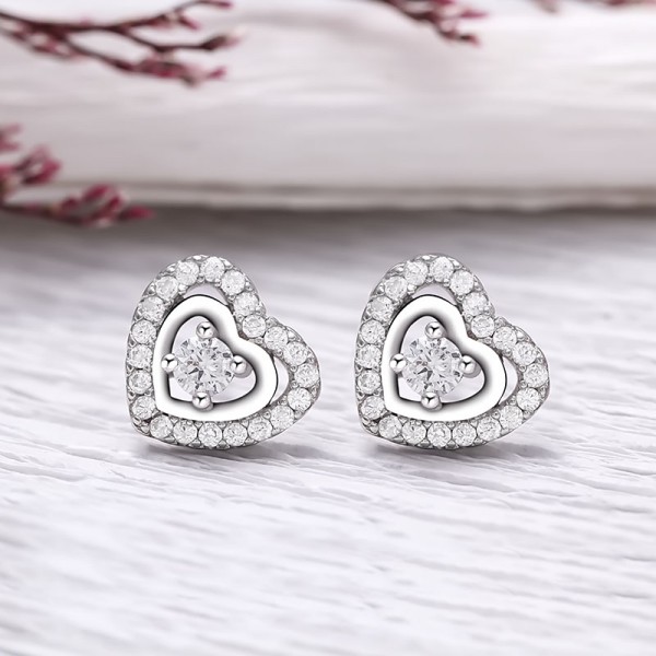 Bông tai bạc Shape Of Heart 2