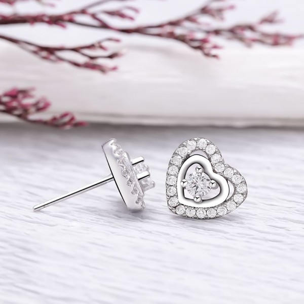 Bông tai bạc Shape Of Heart 3