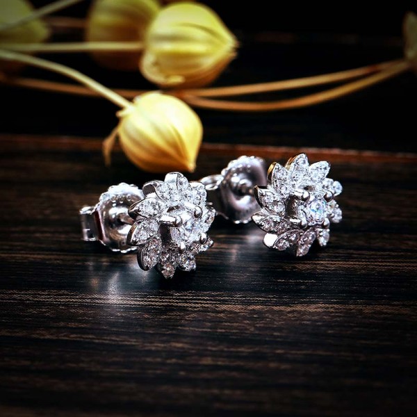 Bông tai bạc Silvery Flower 3