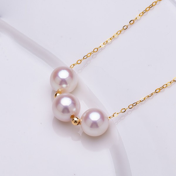 Dây chuyền vàng 18k ngọc trai Akoya 7,5-8mm Sunflower