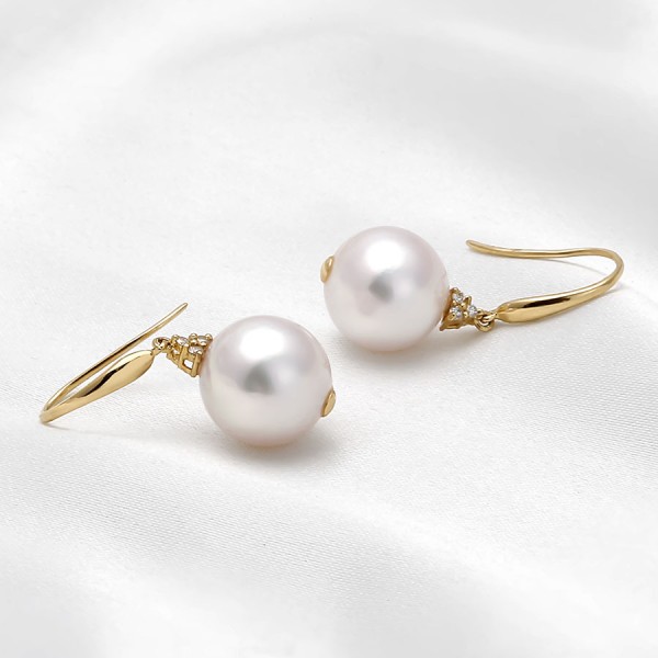 Bông tai vàng 18K ngọc trai Akoya Nid 8.5-9mm