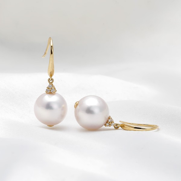 Bông tai vàng 18K ngọc trai Akoya Nid 8.5-9mm