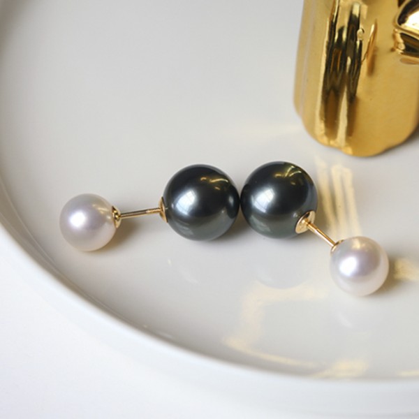 Bông tai vàng 18k ngọc trai Akoya-Tahiti 5-12mm Sweet