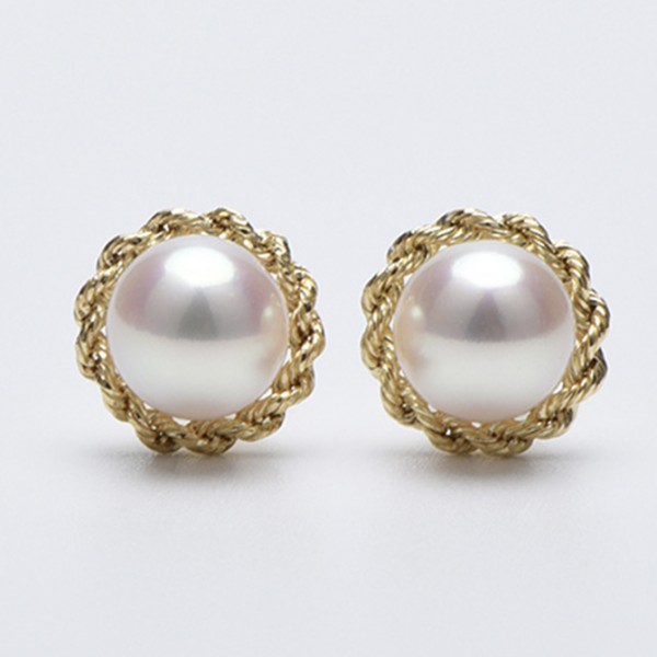 Bông tai vàng 18k ngọc trai biển Akoya 7-7.5mm Mon