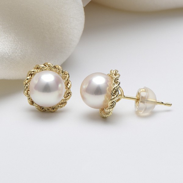 Bông tai vàng 18k ngọc trai biển Akoya 7-7.5mm Mon
