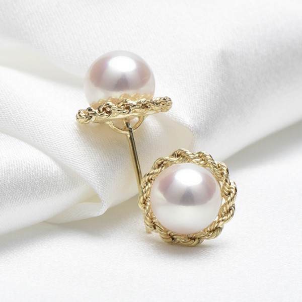 Bông tai vàng 18k ngọc trai biển Akoya 7-7.5mm Mon